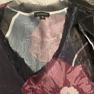 Komarov floral black sleeveless dress size small